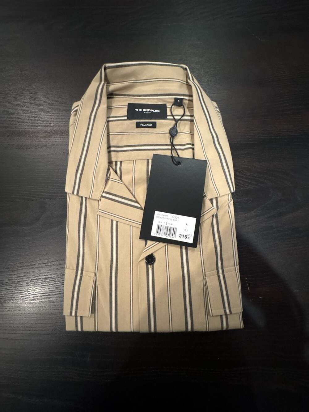 The Kooples Relaxed Fit Beige Striped Long Sleeve Button-Down Shirt men’s L